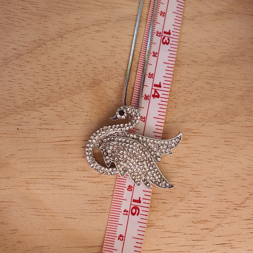 Swan Diamante Long Necklace - Picture 8 of 9